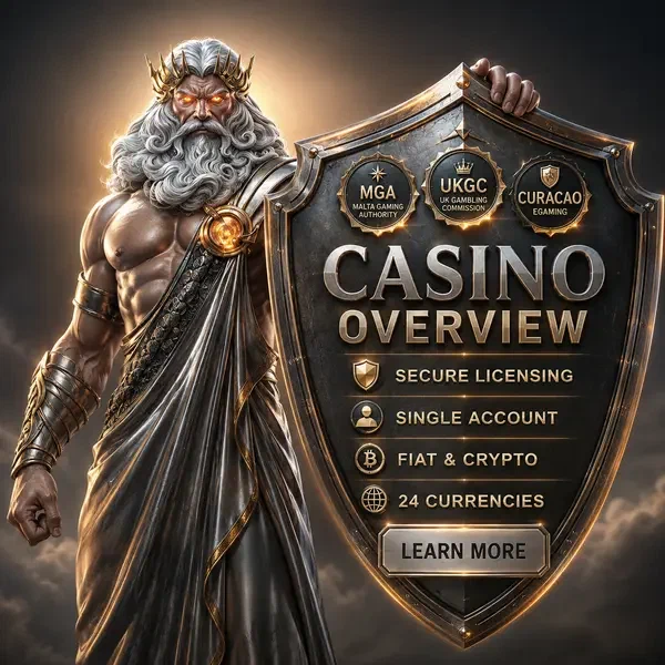 Machtige bewaker presenteert veilig licentieschild bij Winaura Casino overzicht
