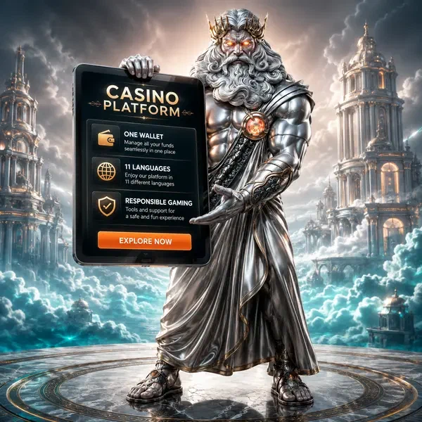 De Storm Sovereign presenteert Winaura Casino functies op een gloeiende tablet-interface